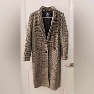 **PRIMARK** Houndstooth Long Coat, Size 0 US